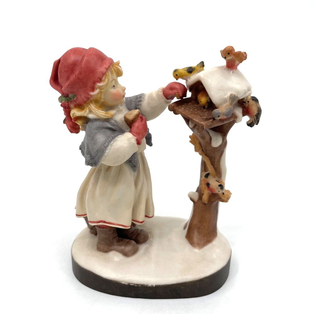 Vtg Dolfi Lisi Martin Ceramic Little Girl Feeding Birds Mailbox Figurine Italy